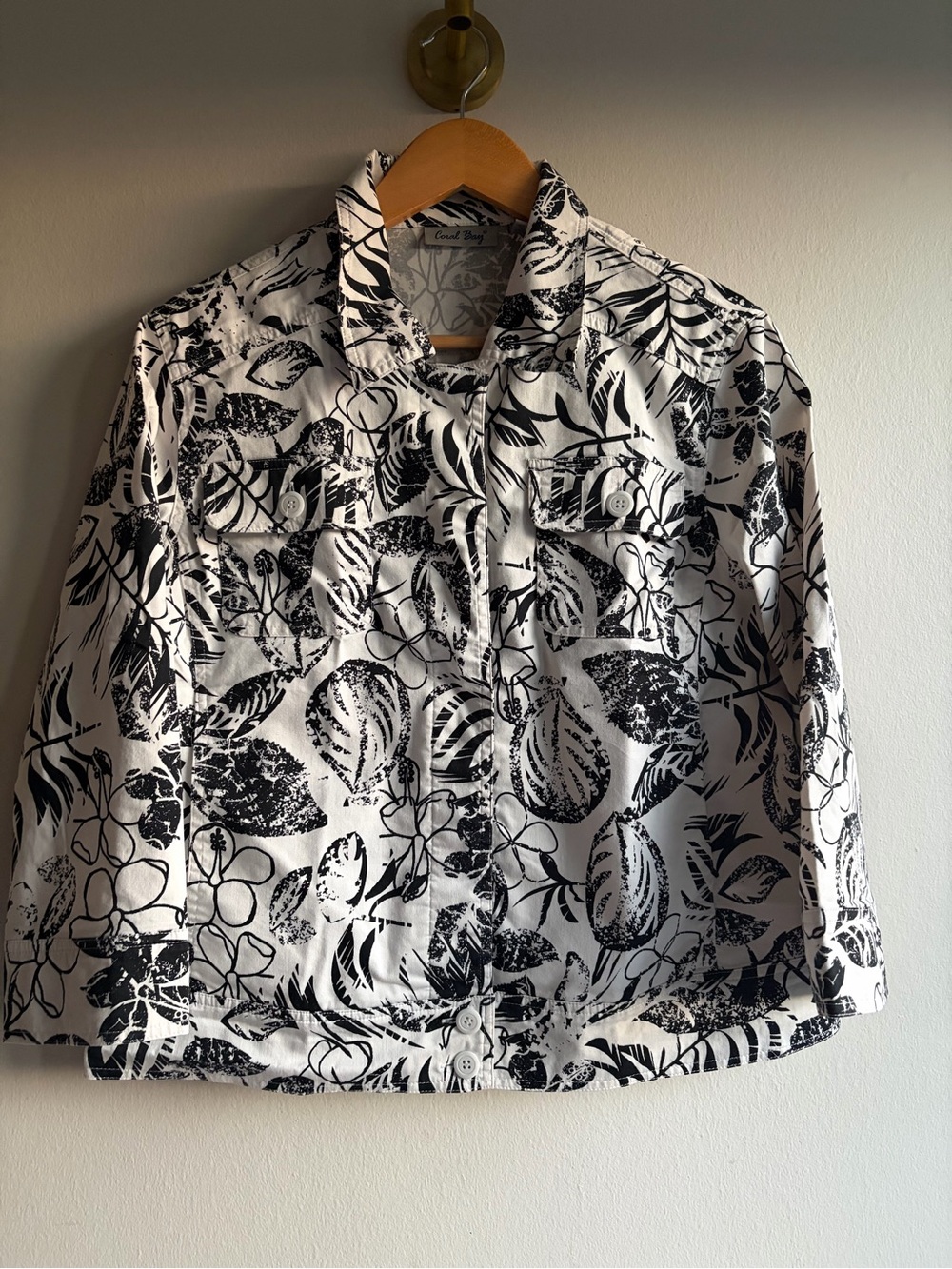Coral Bay Black & White Floral Button-Up Jacket